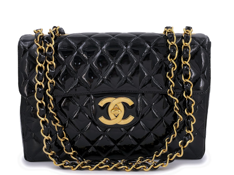 What Goes Around Comes Around Chanel Black Patent New Classic Maxi Bag