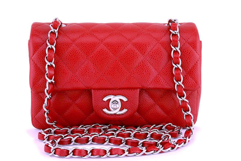 Chanel Red Caviar Classic Quilted Rectangular Mini Flap Bag SHW ...