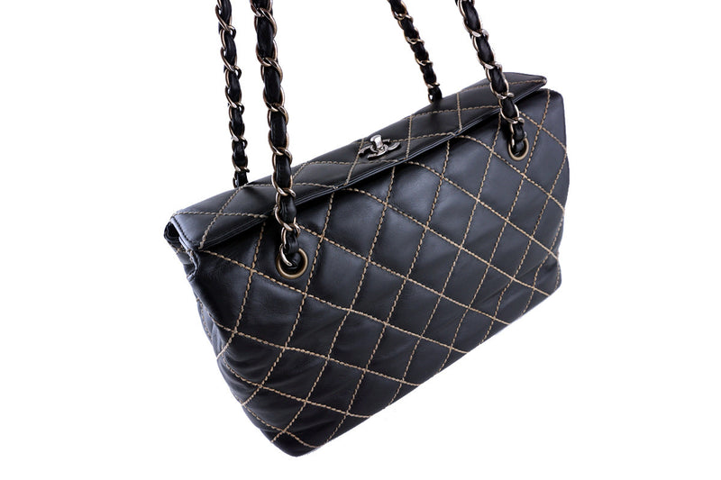 Chanel Black Contrast Classic Flap, Stitched - Boutique Patina