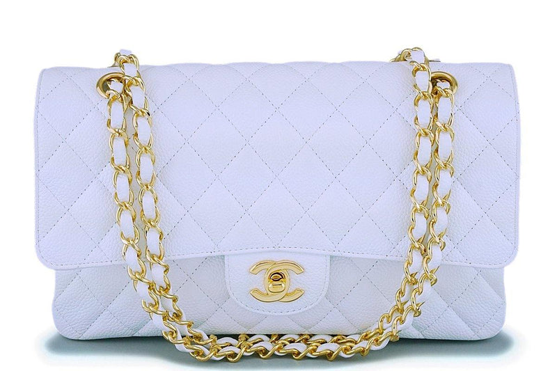 Chanel White Caviar Medium Classic Double Flap Bag GHW – Boutique