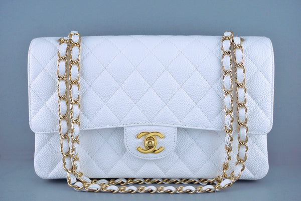 Chanel White Caviar Medium Classic 2.55 Double Flap Bag - Boutique Patina