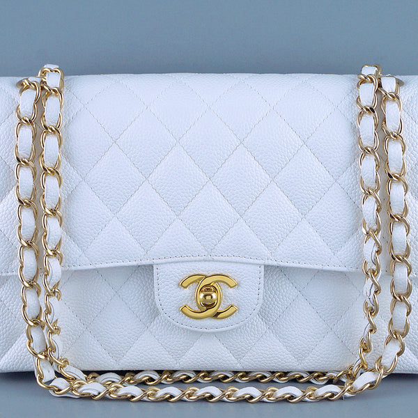 Chanel White Caviar Medium Classic 2.55 Double Flap Bag – Boutique
