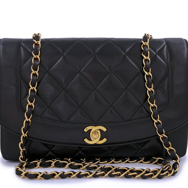 Chanel 1991 Vintage Black Classic Medium Diana Flap Bag 24k GHW Lambsk – Boutique  Patina