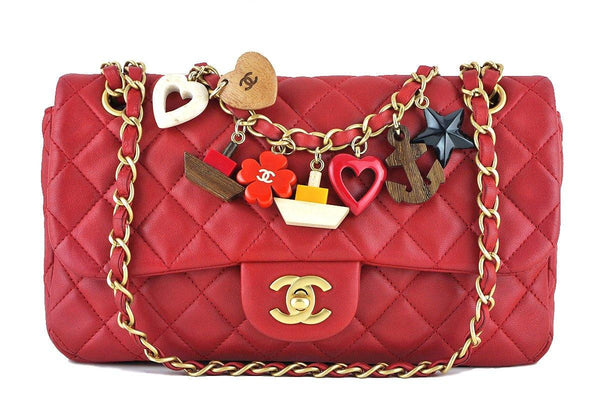 Chanel Red Marine Charms Medium Classic Lambskin Flap Bag - Boutique Patina