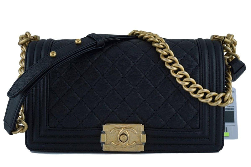 NWT 17A Chanel Black Boy Classic Flap Medium Caviar Bag - Boutique Patina