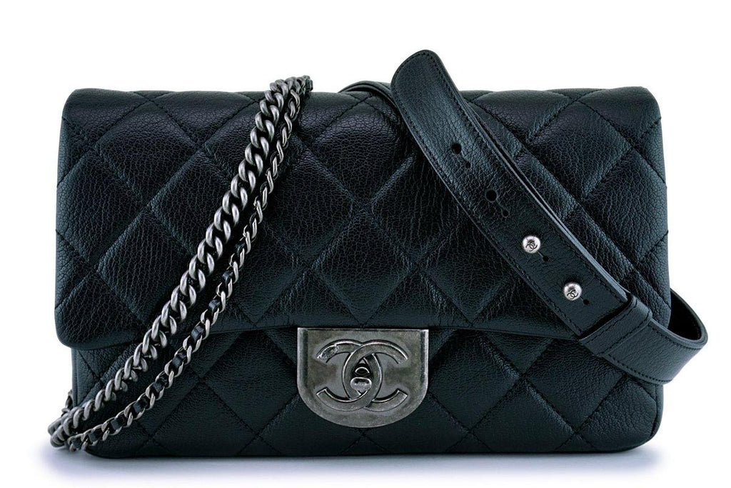 Chanel Black Mini/Small Chain Around Rounded Classic Cross