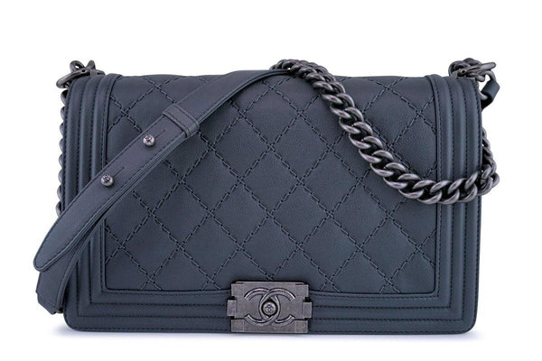 Chanel Gray Boy Classic Flap, Medium Calfskin Bag - Boutique Patina