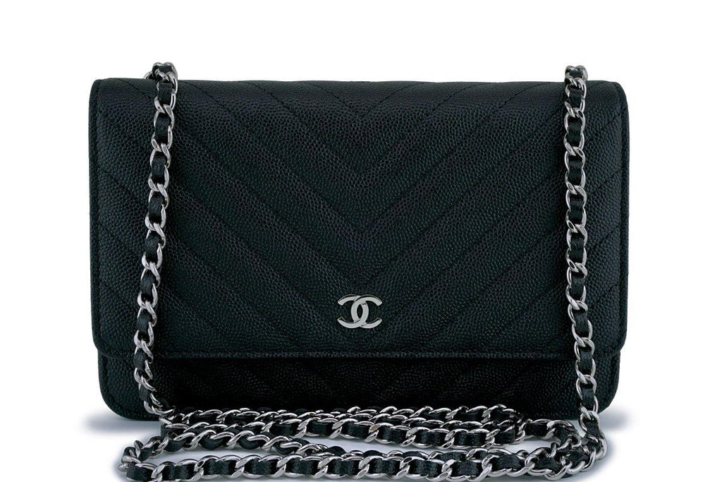 Chanel WOC Chevron Black Caviar GHW - Designer WishBags