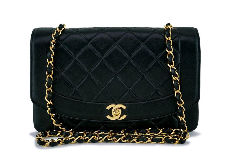 Chanel Black Vintage Quilted Classic "Diana" Shoulder Flap Bag 24k GHW - Boutique Patina