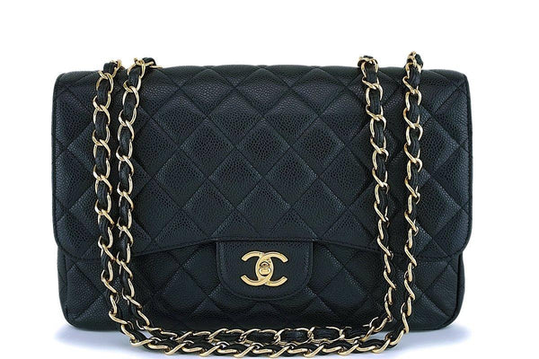 Chanel Black Caviar Classic Jumbo Flap Bag GHW - Boutique Patina