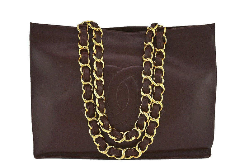 Chanel Chocolate Brown Vintage Grand Chunky Chain GST Shopper Tote Bag - Boutique Patina