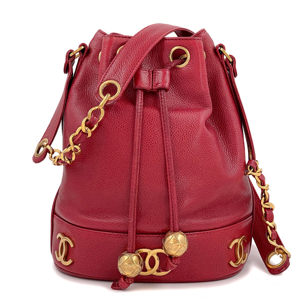 Chanel Vintage Red Caviar Small Bucket Drawstring Bag 24k GHW – Boutique  Patina