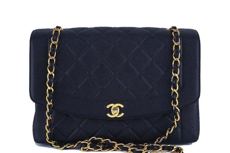 Rare 11" Chanel Black Vintage Quilted Classic Diana Shoulder Flap Bag 62047 - Boutique Patina