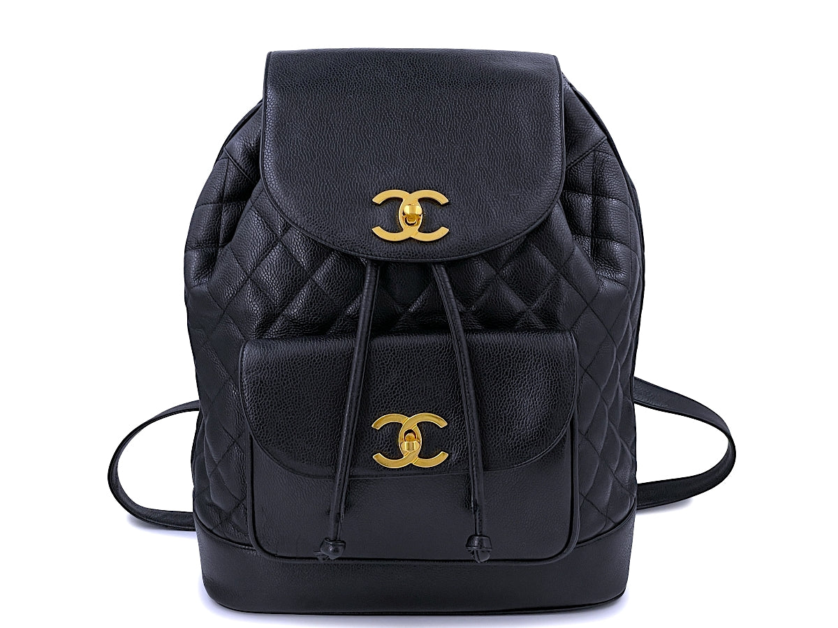 Chanel Vintage Black Caviar Large Quilted Backpack Bag 24k GHW – Boutique Patina