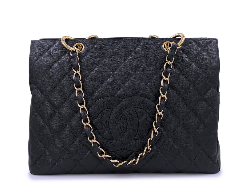 Pristine Chanel Vintage 2002 Black Caviar Timeless GST Shopper Tote Bag 24k GHW - Boutique Patina