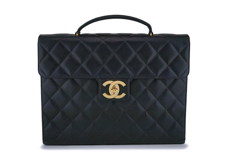 Chanel Vintage Black Caviar Briefcase Tote Bag 24k GHW - Boutique Patina