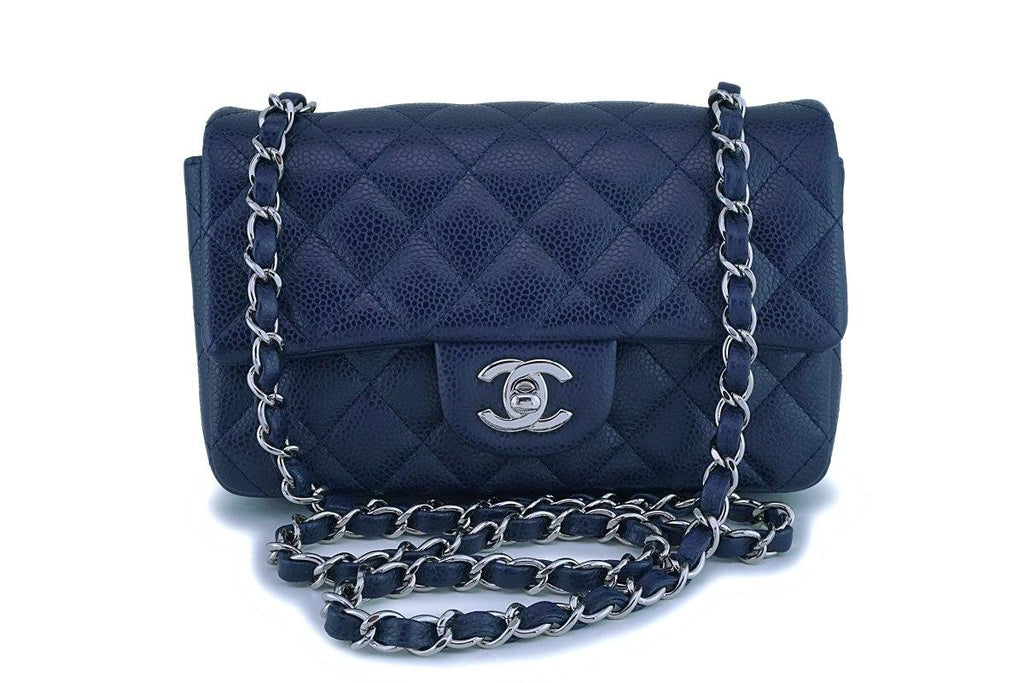 blue chanel mini flap handbag