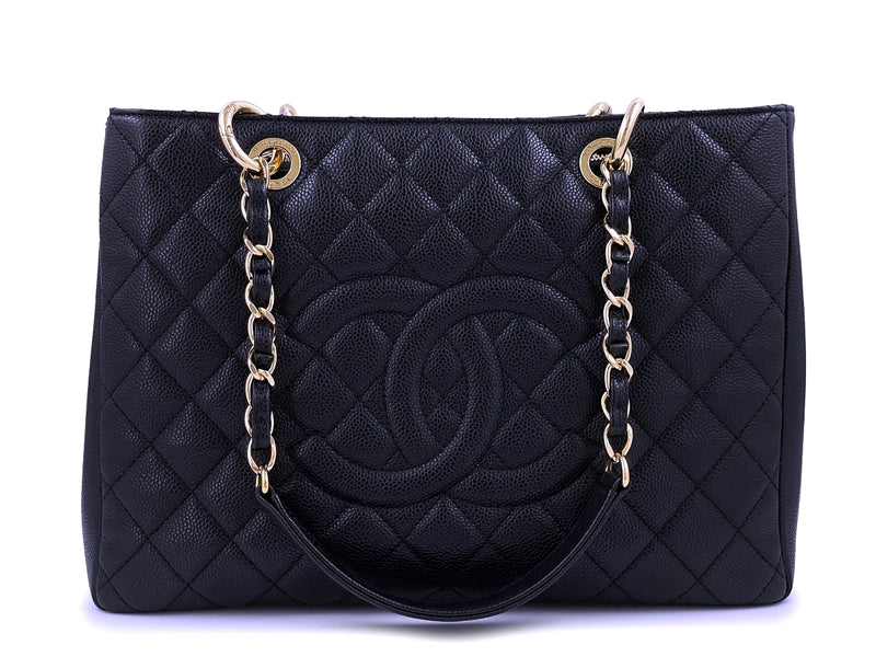 CHANEL black Caviar Leather gold hw GST Grand Shopping Tote Bag