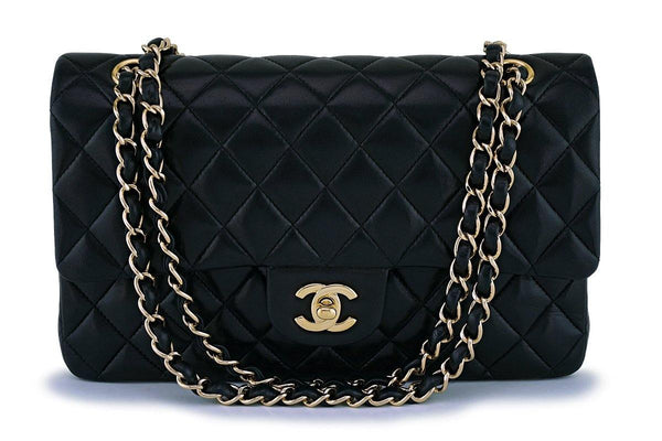 Chanel Black Lambskin Medium Classic Double Flap Bag 24k GHW - Boutique Patina