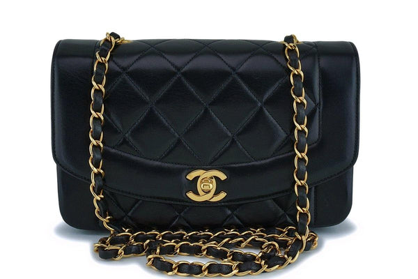 Chanel Vintage Black Lambskin Small Classic Diana Flap Bag 24k GHW - Boutique Patina