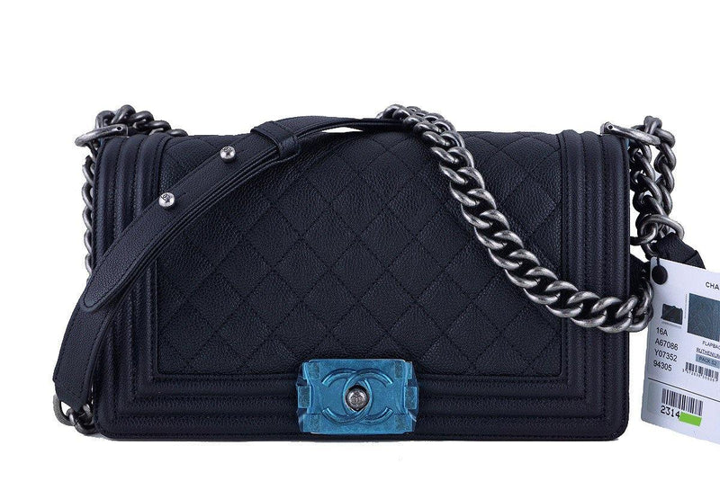 NWT 16S Chanel Black Le Boy Classic Flap, Medium Caviar Bag - Boutique Patina