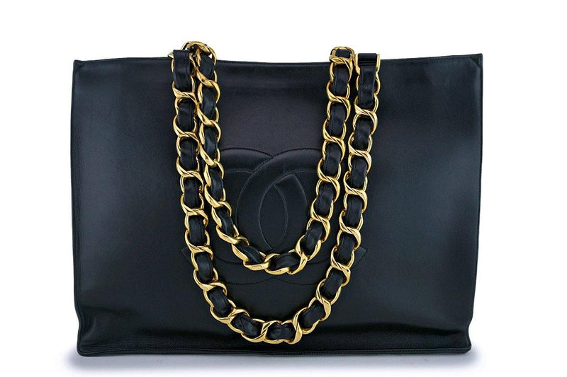 Chanel Vintage Black Chunky Chain Classic Tote Bag 24k GHW - Boutique Patina