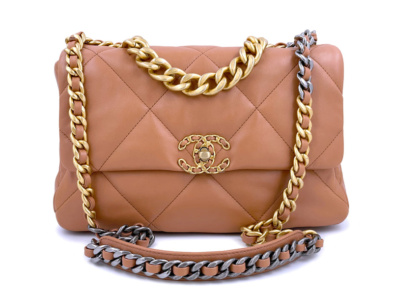 NIB 21K Chanel 19 Caramel Beige Brown Medium Flap Bag – Boutique Patina