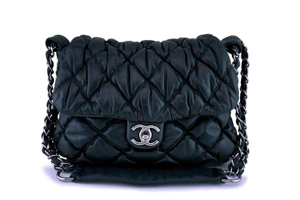Chanel Gray-Black Jumbo Size Soft Bubble Quilt Flap Bag