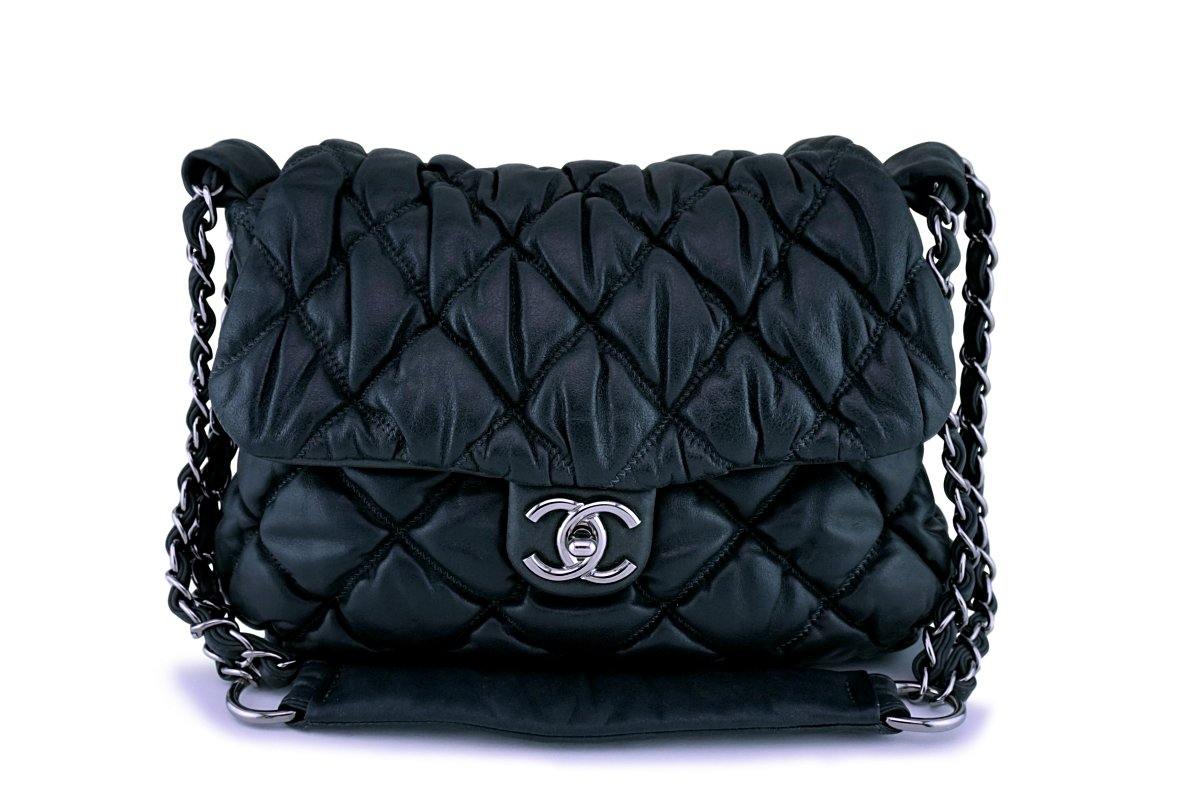 Chanel Gray Black Jumbo Size Soft Bubble Quilt Flap Bag Boutique Patina