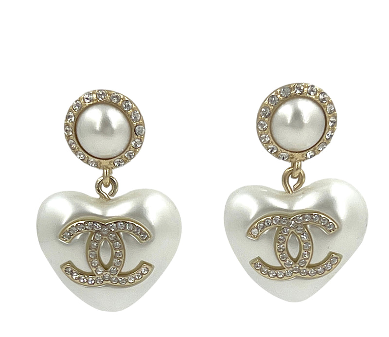 Chanel CC Crystal Pearl Drop Earrings – The Closet