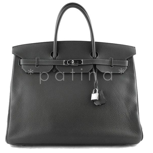 Hermes Graphite Clemence Leather Massai GM Bag - Yoogi's Closet