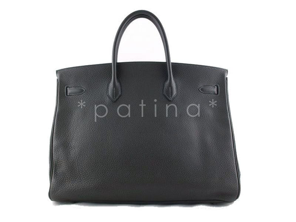 Hermes Graphite 40cm Charcoal Gray Clemence Leather Birkin Bag - Boutique Patina