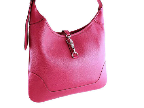 Hermes Framboise Pink Chevre Mysore 31cm Trim Hobo Bag - Boutique Patina