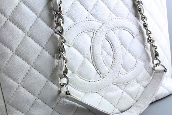 Chanel White Caviar Classic Grand Shopper Tote GST Shopping Bag - Boutique Patina