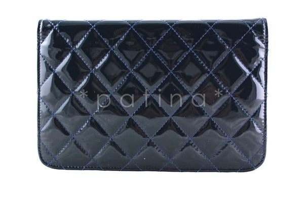 Chanel Navy Blue Patent Iridescent Wallet on Chain WOC Bag - Boutique Patina
