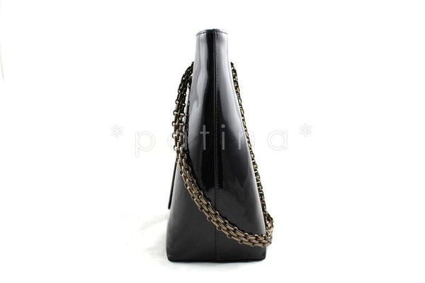 Chanel Black Patent Luxe Classic Shopper Tote with Bijoux Chain Bag - Boutique Patina