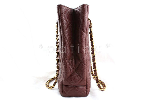 Chanel Chestnut Brown Classic Caviar Quilted Shopper Tote with CC Clasp GST Bag - Boutique Patina