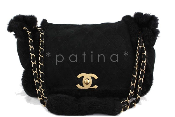 Chanel Black Quilted Suede/Shearling Jumbo Classic Flap Bag – Boutique  Patina
