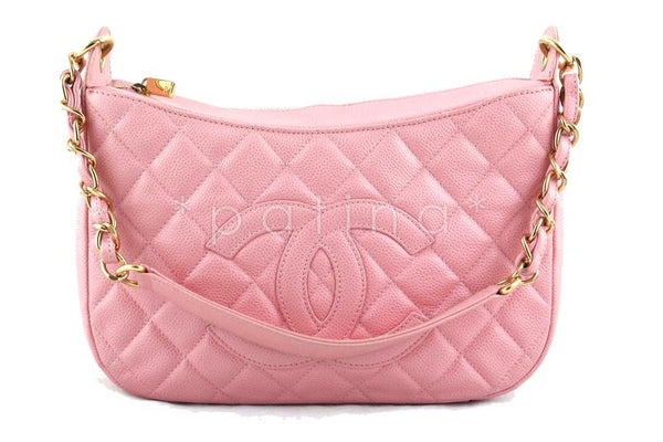 Chanel Pink Caviar Quilted Hobo Shopper Bag - Boutique Patina