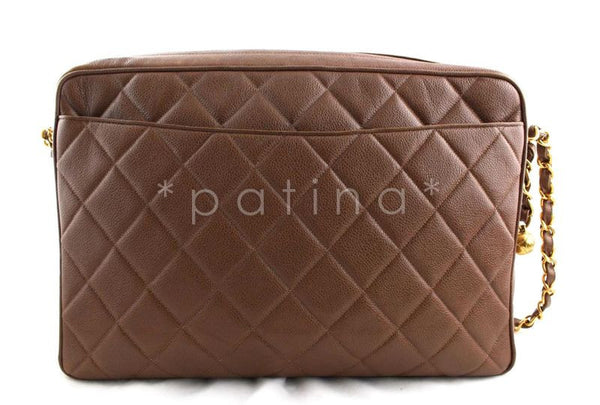Chanel Giant Taupe Brown Caviar Jumbo Classic Camera Bag with Flap - Boutique Patina