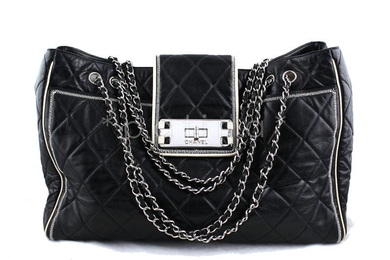 Chanel Black East West Quilted Giant Reissue Lock XL Tote Bag - Boutique Patina
