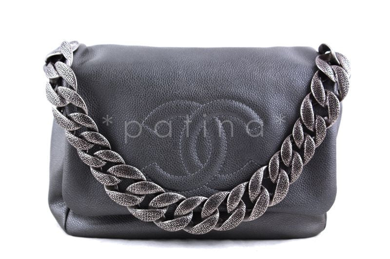 Chanel Modern Chain Tote Caviar East West Black Leather ref.596559