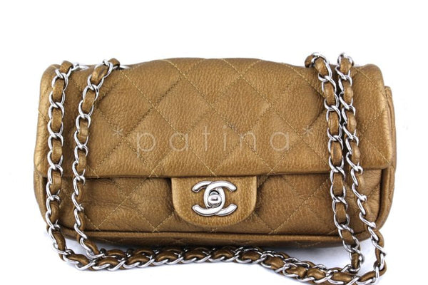 Chanel Dark Gold Quilted Deerskin East West Classic Flap Bag - Boutique Patina