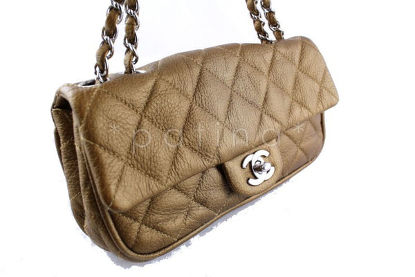 Chanel Dark Gold Quilted Deerskin East West Classic Flap Bag - Boutique Patina