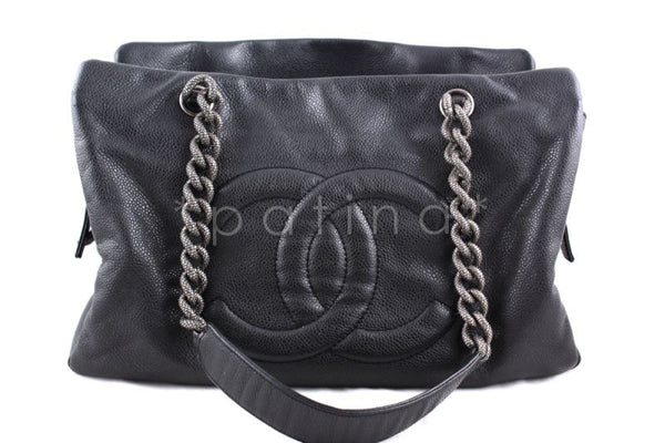 Chanel Charcoal Gray Soft Caviar Timeless Grand Shopping Tote GST Bag - Boutique Patina