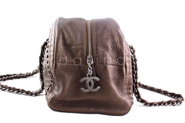 Chanel Large Bronze Soft Deerskin Luxury Ligne Bowler Bag - Boutique Patina