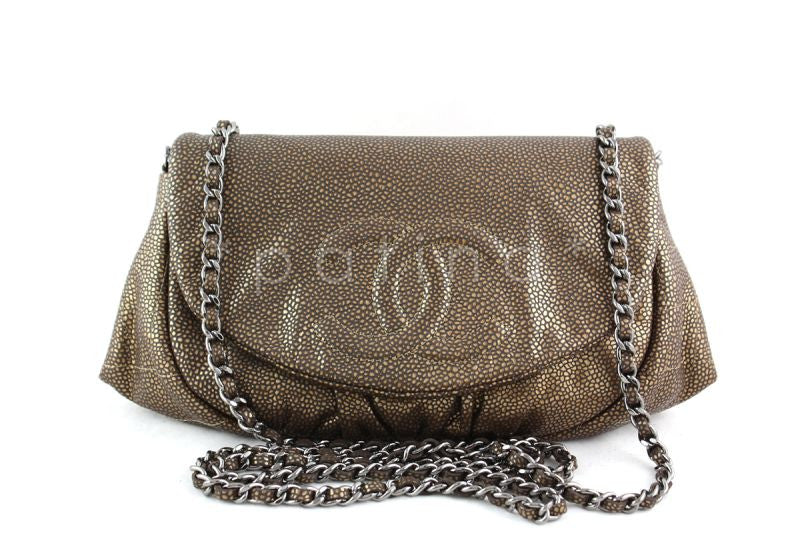 Chanel Bronze Caviar Half Moon WOC Wallet on Chain Flap Bag