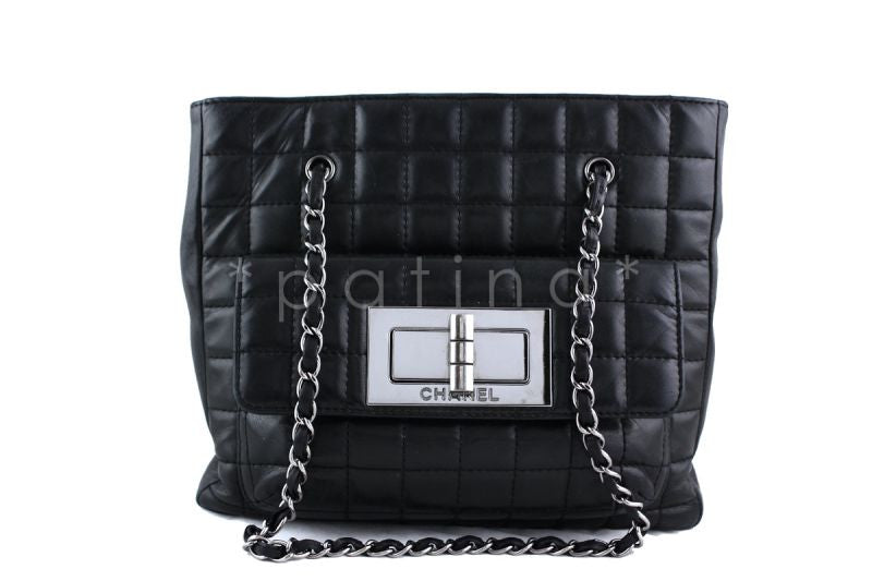 Chanel Black Giant Reissue Lock Pocket Flap Shopper Tote Bag PST