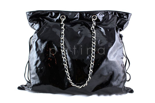 Chanel Black Patent Bon Bons Cabas Hobo Tote Bag - Boutique Patina