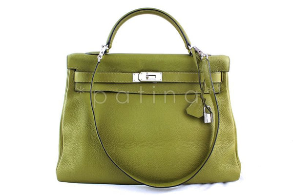 Hermes Chartreuse Clemence 40cm Kelly Bag - Boutique Patina